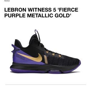 NIKE. LEBRON WITNESS 5 ‘FIERCE PURPLE METALLIC GOLD’ Used.  No box.